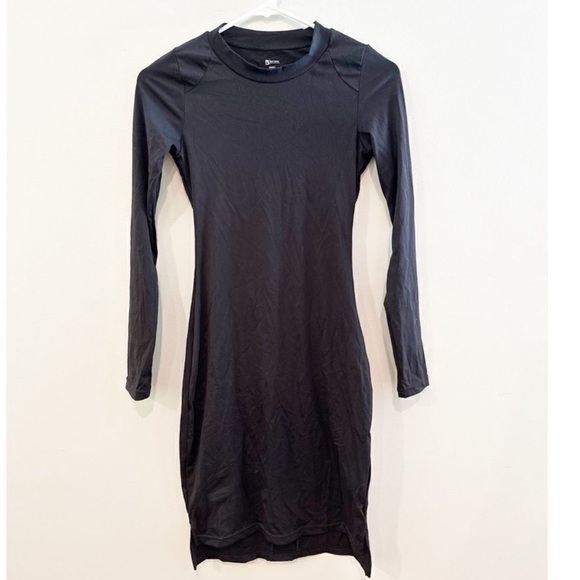 BUFFBUNNY Onyx Black Fall In Love Long Sleeve Athletic Dress SZ SM Bodycon EUC - Picture 1 of 13